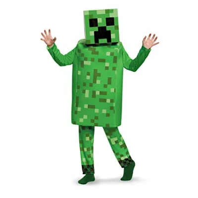Image of DISGUISE DISK65659L Deluxe Creeper Kids Minecraft Costume, Green, Small