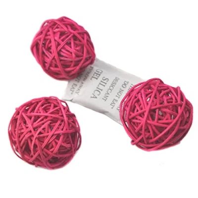 Image of Ougual Natural Wicker Rattan Balls Table Wedding Party Hanging Wobble Ball Christmas Decoration (5cm, 10pcs, Rose Red)