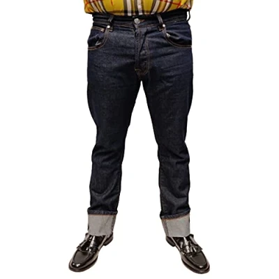 Image of Relco Mens Raw Denim Jeans (Blue, 34 W 32 L)