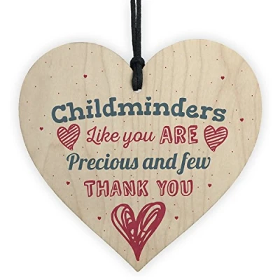 Image of RED OCEAN Handmade Gift For Childminder Thank You Teacher Nursery Wooden Heart Plaque Keepsake