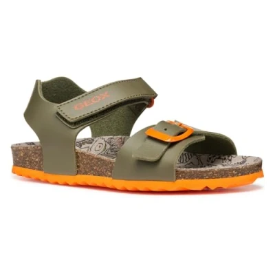Image of Geox Ghita BOY Sandals for kids, Size: 9K, Military/orange High quality imitation leather