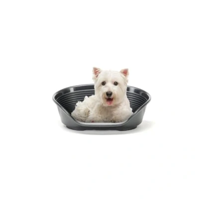 Image of FERPLAST Dog Bed &amp; Cat Plastic Small 100% Recycled Washable Basket Breathable Antislip Siesta Deluxe 54 x 35 h 21,5 CM, S, BLACK
