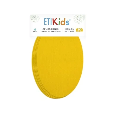 Image of Haberdashery Online 6 Iron On Knee Pads Elbows for Clothes Protection &amp; Repair, Suitable Trousers, Jackets, Sweaters, Shirts, 16cm x 10cm, Size M, Gold Color