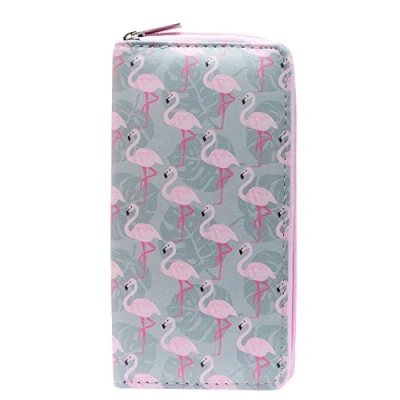 Image of DonDon Ladies and Girls Purse Wallet with Zip Fastener Flamingos
