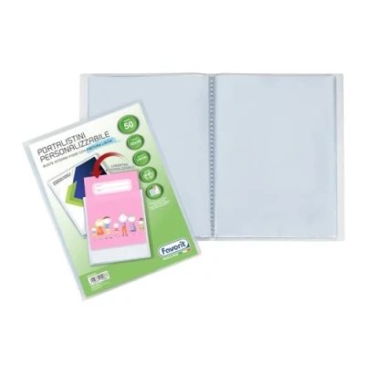 Image of Favorit, Personalised Display Book with 50 Smooth Envelopes Front Pocket, 22 x 30 cm, Transparent