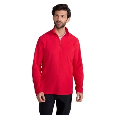 Image of Mountain Warehouse Camber II Mens Half Zip Fleece Microfleece Sweatshirt Everyday Wear Spring Summer, Outdoors, Travelling &amp; Hiking Active Red XL