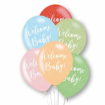 Image of Amscan 9912776 Rtl Balln Pk6 27Cm Wlcm Baby