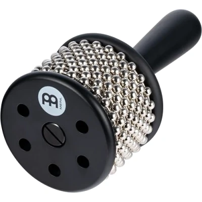 Image of Meinl Percussion Turbo Cabasa Instrument Small Shaker With Bead Chain Sound Ports Wood / Stainless Steel, Black (CA5BK S)