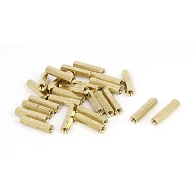 Image of Sourcingmap M4 x 25mm Female Threaded Brass Hex Standoff Studs Spacer Nut 25pcs
