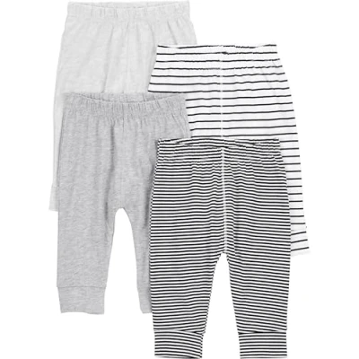 Image of Simple Joys by Carter&#039;s Baby 4 Pack Neutral Pant, Black Mini Stripes/Grey/Light Grey/White Stripes, Premature (Pack of 4)