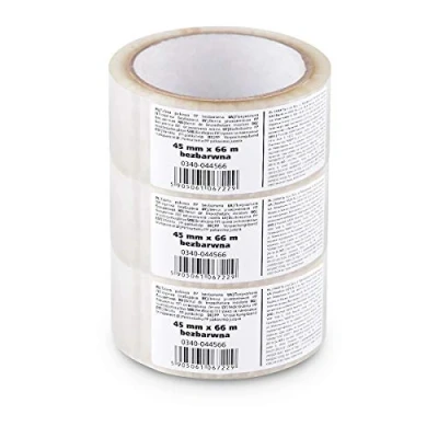 Image of Scley Adhesive Tape PP Wrap 45 mm x 66 m Transparent Pack of 3