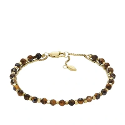 Image of Fossil Women&#039;s All Stacked Up Brown Tiger&#039;s Eye Multi Strand Bracelet, JF04683710