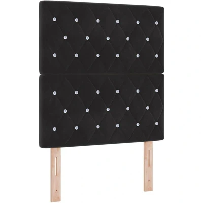 Image of vidaXL Headboard Crystal Button Tufted Black 80 cm Velvet