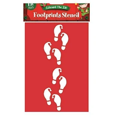 Image of Eurowrap Set Of 2 Christmas Footprint Stencils Santas Reindeer Hoof &amp; Elf Foot