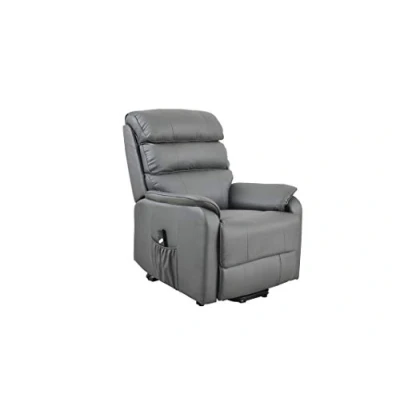 Image of Angel Mobility Power Lift Chair, PU Leather Electric Recliner Sofa Chair for Elderly with Heavy Duty Motor, Remote Control, Side Pocket, Grey
