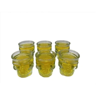 Image of WOQIJENCV 50ml Shot Glasses Set of 6 Reusable Clear Glass for Vodka Shots, Rum, Brandy, Jello Shots Heavy Base Home Bar, Pub, Event, Party (Skull Shaped)