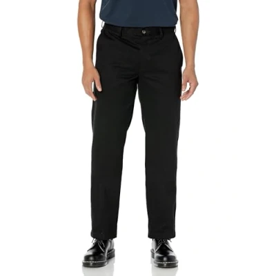 Image of Amazon Essentials Men&#039;s Classic Fit Wrinkle Resistant Flat Front Chino Trouser (Available in Big &amp; Tall), Black, 29W / 29L