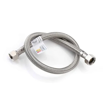 Image of Home Range 3/8&quot; x Flexible Connector Hose Pipe WRAS Approved, Stainless Steel Braided, 10 Bar Pressure, 90C, BSP Female Fitting for Plumbing &amp; Kitchen Use (500mm)