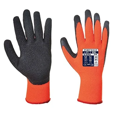 Image of Portwest A140 Heavy Duty Thermal Grip Glove Latex Orange/Black, X Large