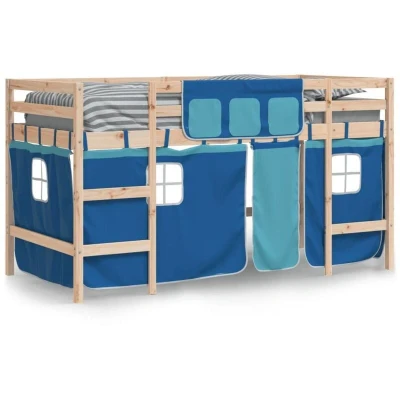 Image of vidaXL Kids&#039; Loft Bed with Curtains without Mattress Blue 80x200cm