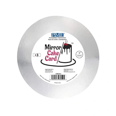 Image of PME Mirror Cake Card Round Metallic Silver Pack of 3