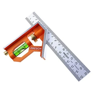 Image of Presch Combination Square 150mm Metric Accurate Universal Adjustable Carpenter with Stainless Metal Stop Ruler and Scribing Tool Professional Measuring