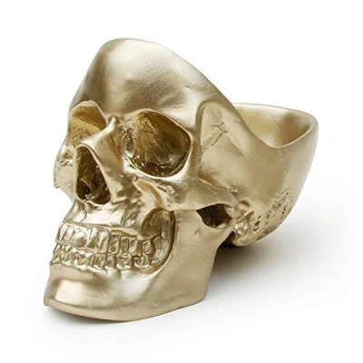 Image of Suck UK Skull Desk Organiser Gothic Jewellery Box Key Bowl &amp; Trinket Dish Tidy Home Decor Gifts For Women Bedroom Gold