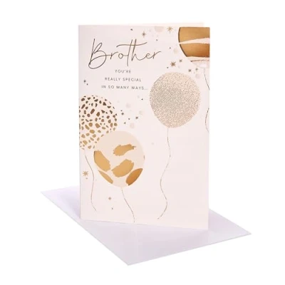 Image of UK Greetings Birthday Card for Brother Gold Balloons Design