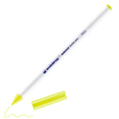Image of edding 4600 TEXTILE T SHIRT FABRIC PEN FLUORESCENT YELLOW MARKER FINE 1mm Line