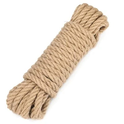 Image of jijAcraft Jute Rope Hemp 12 mm Thick 10 m Long for DIY, Furniture, Decoration, Packaging, Gardening, Cat Tree