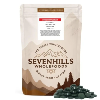 Image of Sevenhills Wholefoods Organic Chlorella &amp; Spirulina Tablets 500mg, Pack of 360, 180g