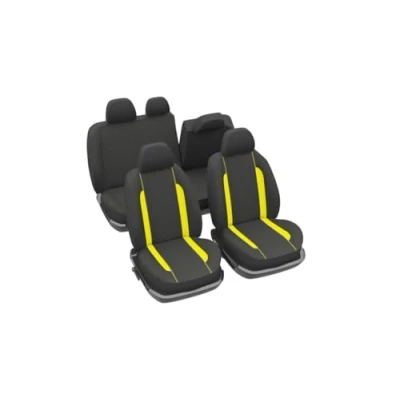 Image of DBS 1013034 Removable Rear Seat Covers Black Mesh Yellow