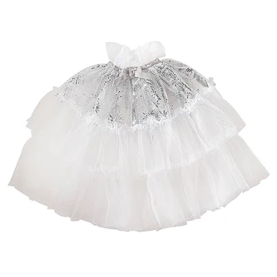 Image of Ginger Ray Girls White &amp; Silver Starlight Sparkle Fairy Princess Cape for Christmas Costume Parties