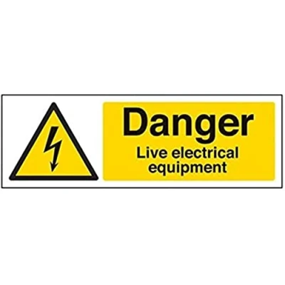 Image of V Safety Danger, Live Electrical Equipment Warning Sign 300mm x 100mm 1mm Rigid Plastic