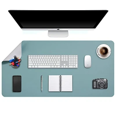 Image of Desk Pad Large, Mat, Extended Mouse L, Blotter, DOBAOJIA Laptop Writing for Office/Home, Dual Side Use PU Leather Waterproof 35.4&quot; X 16.9&quot;(Greyish Green/Grey)