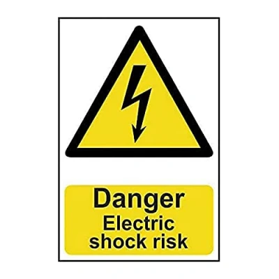 Image of Scan SCA0750 Self adhesive PVC sign Danger Electric shock risk 200 x 300mm, White