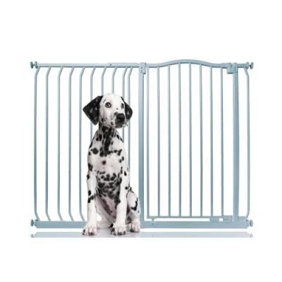 Image of Bettacare Extra Tall Curved Top Dog Gate, 125cm 134cm, Matt Grey, 100cm Tall, Pressure Fit Pet Barrier, Easy Install