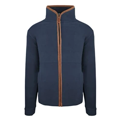 Image of Hazy Blue Mens Finley Full Zip Fleece Long Sleeve Coat Jacket (Navy, Large)