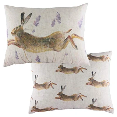 Image of Evans Lichfield Hunter Leaping Hare Cushion Multicolour Size 43 cm x