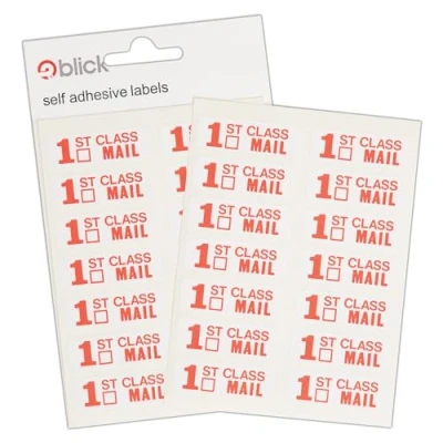 Image of Blick Labels, Shipping, Self Adhesive Stickers, First Class, 12mm x 38mm, 98 for Home, Office, Family, School, Letters