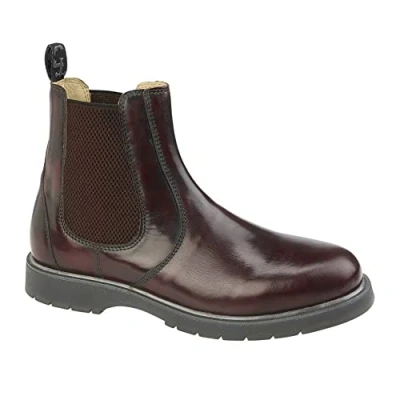 Image of Grafters, M186BD 8 Leather Gusset Chelsea Boot Burgundy size UK