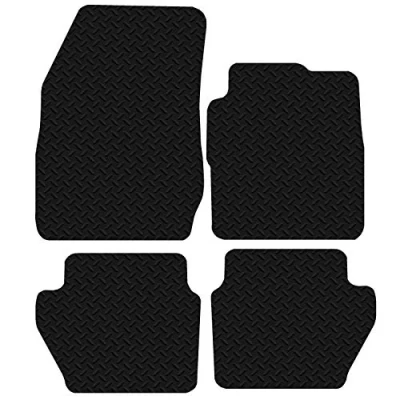 Image of Carsio Car Mats 4pc Set For Ford Fiesta 2009 Onwards MK7 Tailored Fit Rubber Floor Mat Complete Accessory Black Custom Fitted Anti Slip Backing, Heavy Duty &amp; Waterproof
