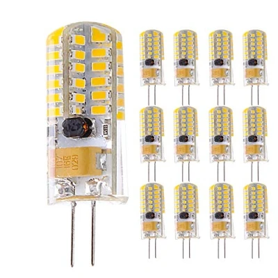 Image of G4 LED bulbs, 4 W 48 x 3014 SMD replaces 40 halogen bulb equivalent, AC/DC 12 V, 360 beam angle, warm white 3000 K, non dimmable light bulb, pack of