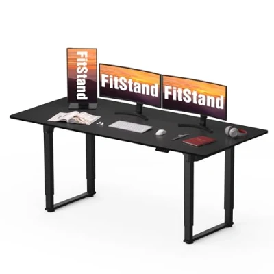 Image of FitStand 180x80cm Dual Motors Standing Desk Height Adjustable with Splice Board Stand Up Home Office Memory Smart Pannel Sit Desk(Black)