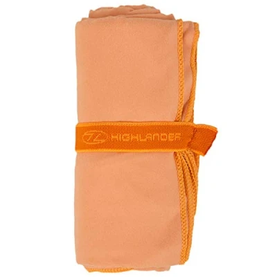 Image of Highlander Microfibre Quick Dry Towel with Carry Bag A Great Range of Ultra Soft and Absorbant Towels Ideal for Camping, Swimming, Hiking, Sports Holidays (Orange, Extra Large 85 x 150cm)