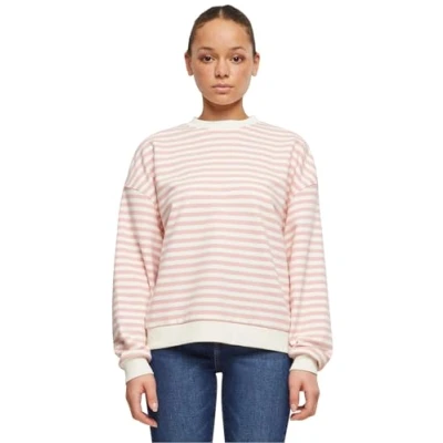 Image of Urban Classics Striped Crewneck Sweatshirt, Women&#039;s, Size: Small, Lemonadepink whitesand