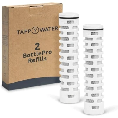 Image of Tappwater BottlePro Refill — for Reusable Bottle with Filter to take You Every Day. Filters 80+ contaminants, Pack of 2 Refills