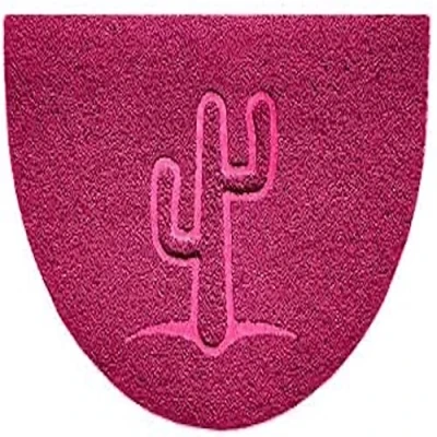 Image of Nicoman Embossed Halfmoon Half Circle Door Mat Dirt Trapper Jet Washable Doormat 70x44cm (Pink, CACTUS Shape) Use Indoor or Sheltered Outdoor