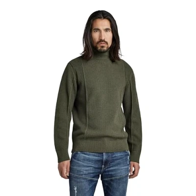 Image of G STAR RAW Men&#039;s Knitted Turtleneck Sweater Structure , green (dk D22532 D239 884), S