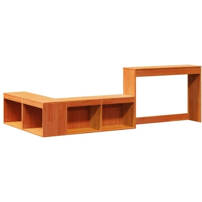 Image of vidaXL Bedside Cabinet with Desk Wax Brown 222x107x75 cm Solid Wood Pine